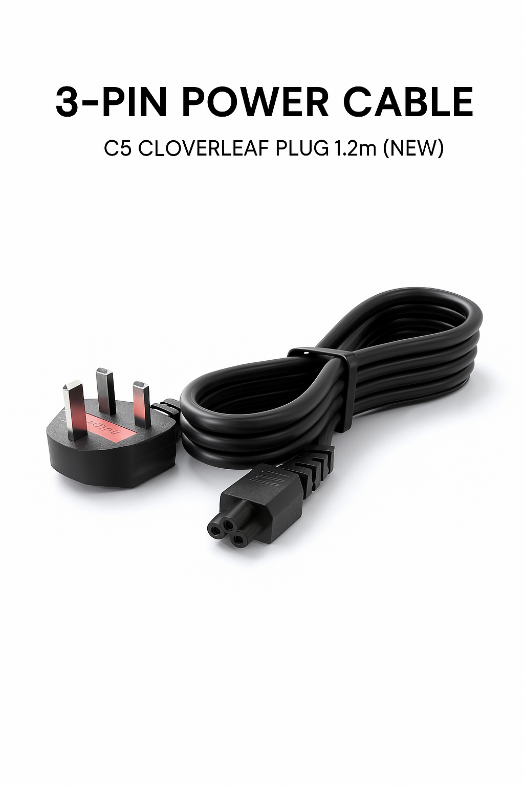 3-Pin Power Cable – C5 Cloverleaf Plug 1.2m (New)