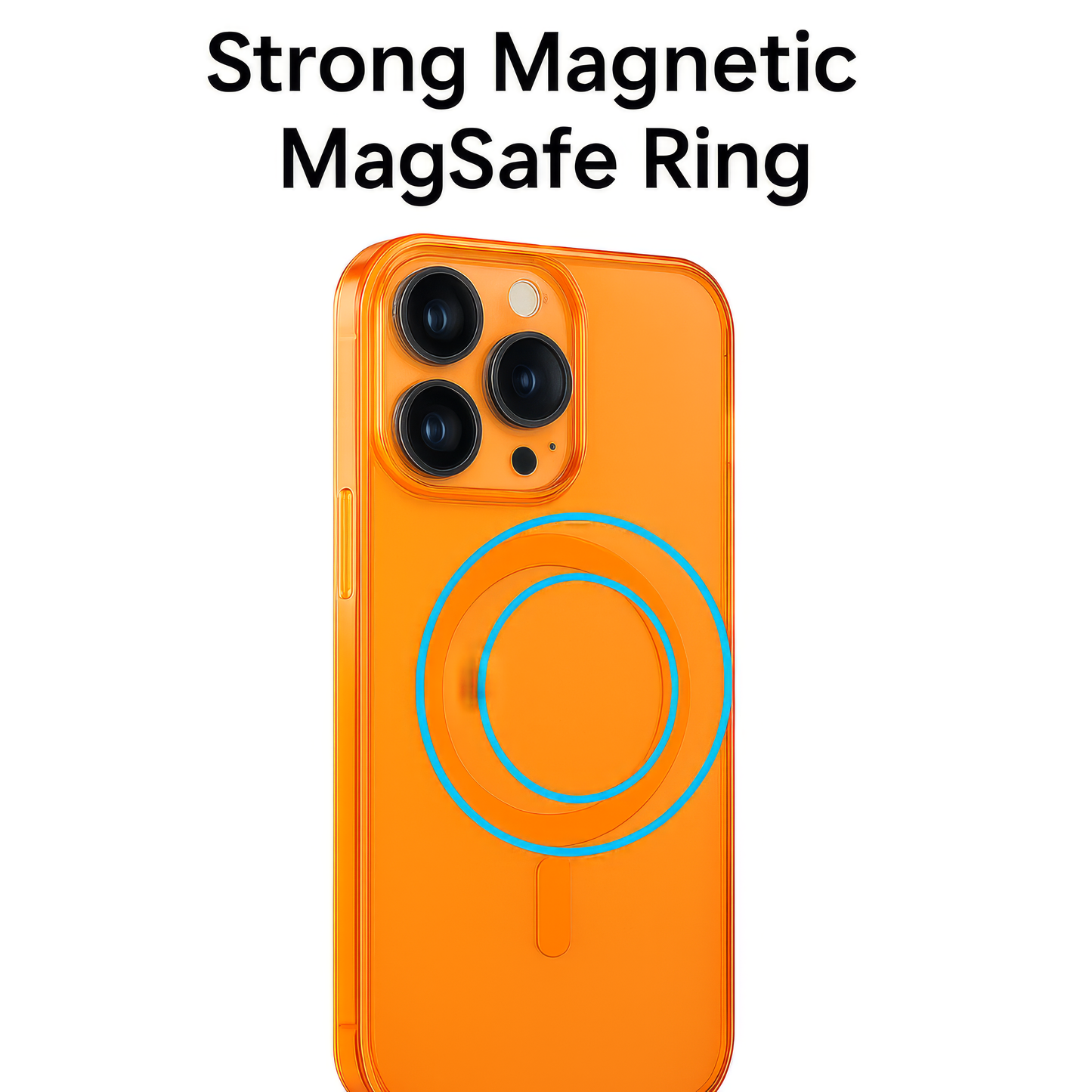 iPhone 16 Pro Max MagSafe Case – Transparent Shockproof Slim Back Cover (Orange)