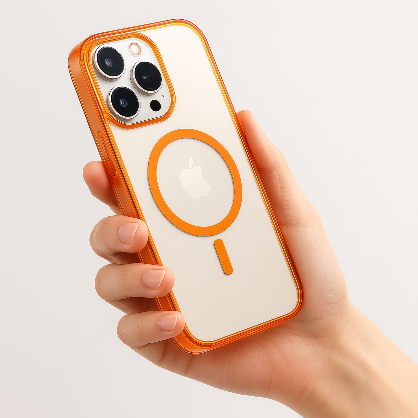 iPhone 16 Pro Max MagSafe Case – Transparent Shockproof Slim Back Cover (Orange)