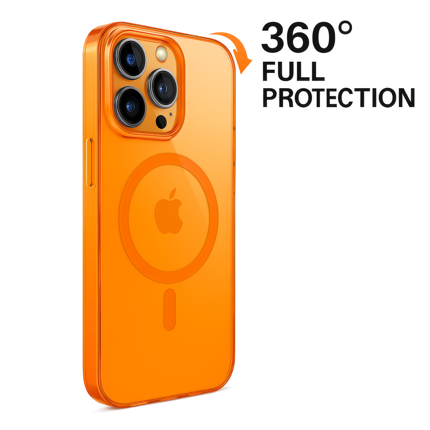 iPhone 16 Pro Max MagSafe Case – Transparent Shockproof Slim Back Cover (Orange)