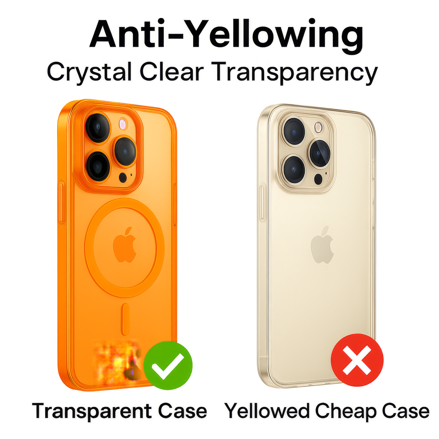 iPhone 16 Pro Max MagSafe Case – Transparent Shockproof Slim Back Cover (Orange)